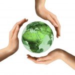 Conceptual Recycling Symbol over Earth Globe