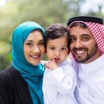 young Arabian family portrait outdoors
